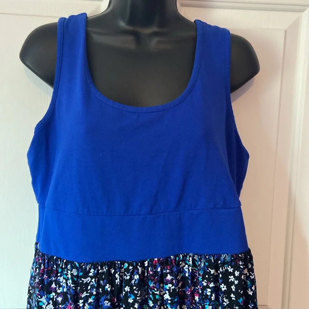 Torrid blue and floral sleeveless dress - Picture 2 of 6